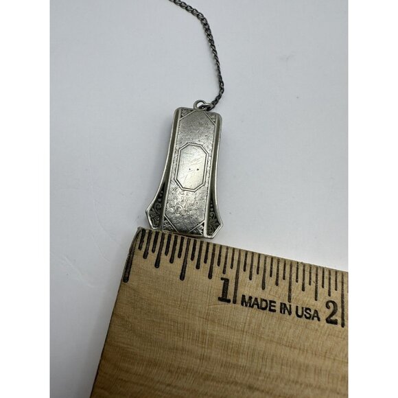 Vintage Antique Silverplate Belt Slide Watch Chain Art Deco - Picture 9 of 9